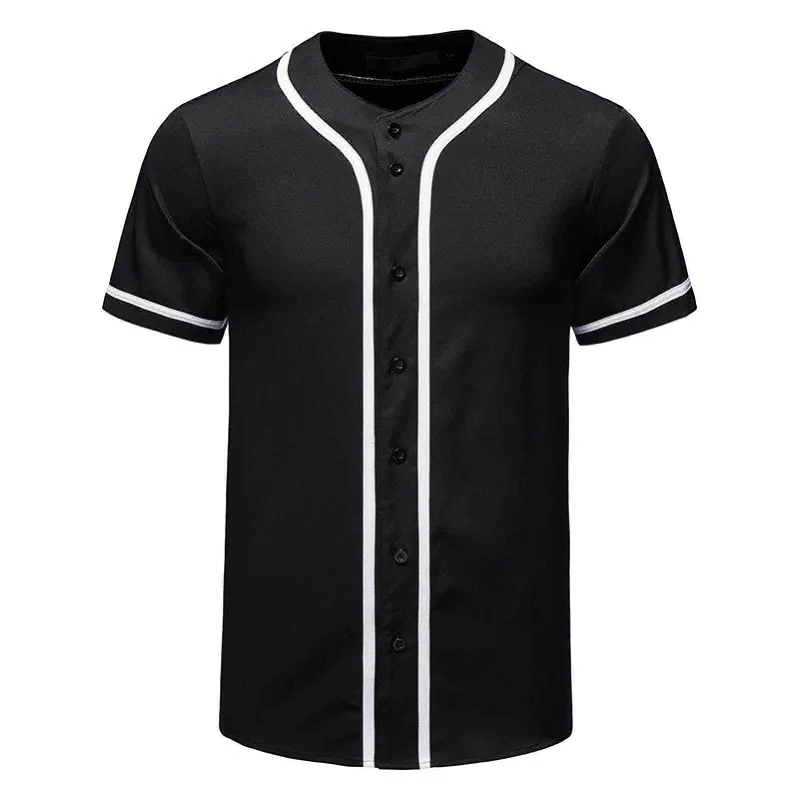 Camiseta De Manga Corta T-Shirt Camisas De Retales Casuales para Hombres Camisa Deportiva De Béisbol De Verano Camiseta para Hombres Ropa USXL Negro