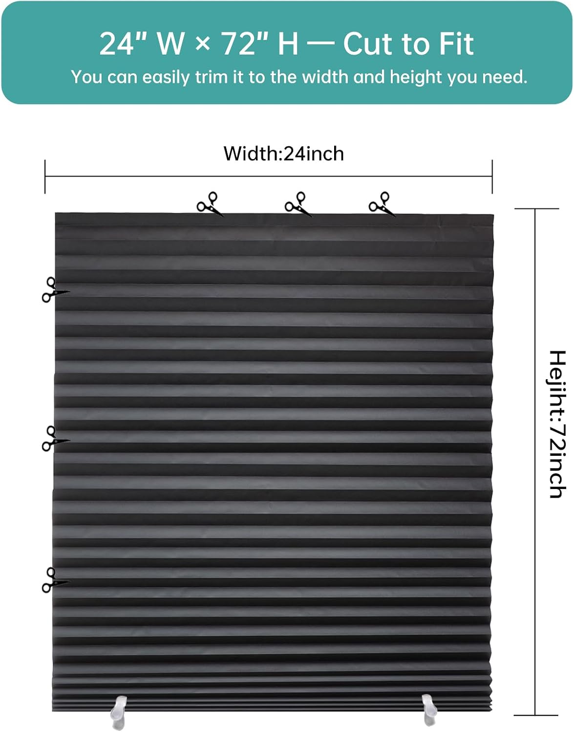 Condition photo showing New/Like New for changshade 6 pack temporary shades, pleated paper blinds for indoor windows cut to size adhesive paper shades no tools no drilling for office, bedroom, living room,24" w x 72" h,black black 24"w x 72"h- 6pc