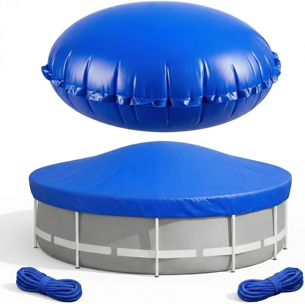 60" Round Pool Pillow for Above Ground Pools, Heavy Duty Inflatable Air Pillow for Pool Winterizing, Cold-Resistant PVC