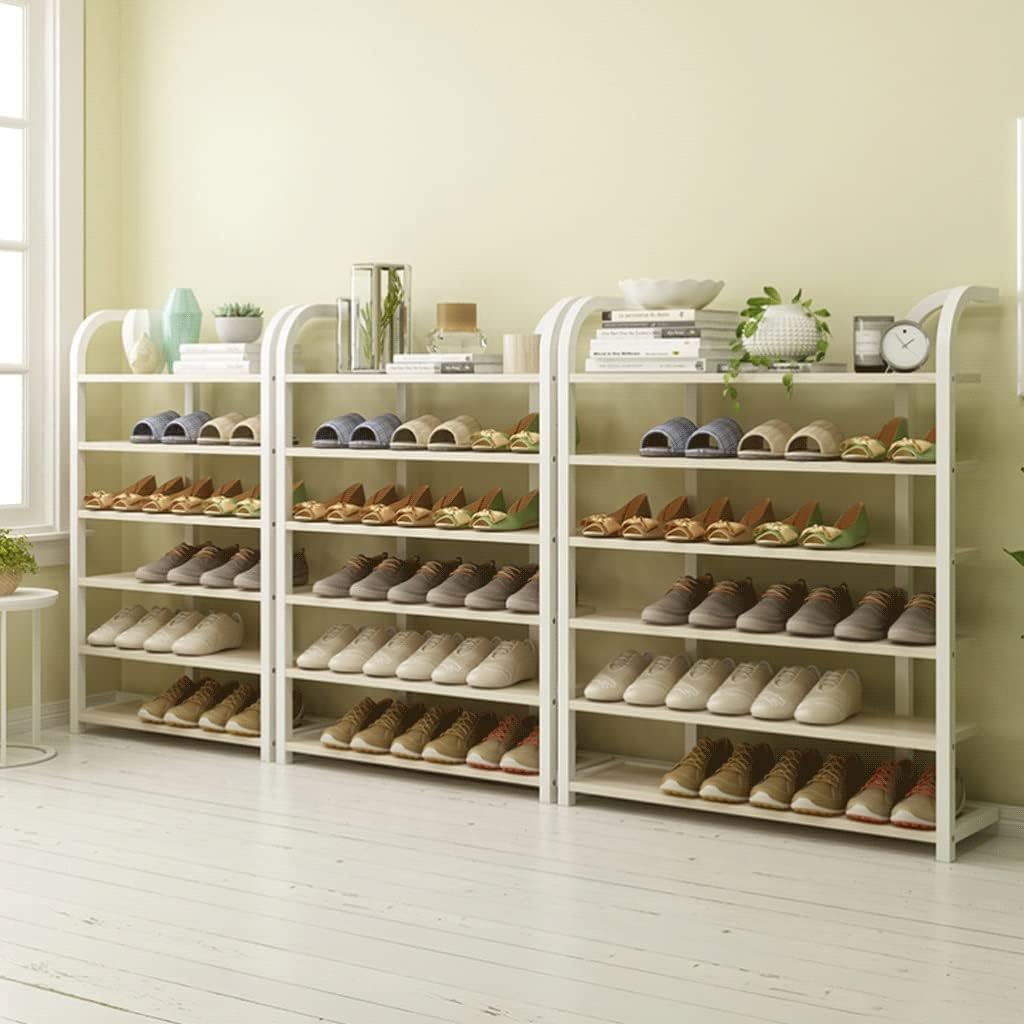 Shoe Rack Metal Frame Shoe Racks 24 Pairs Free Standing Shoe Racks 6-ply with Rails Shoe Shelf Home Hallway Shoe Storage Organizer Stable Durable Star of Light (Black)