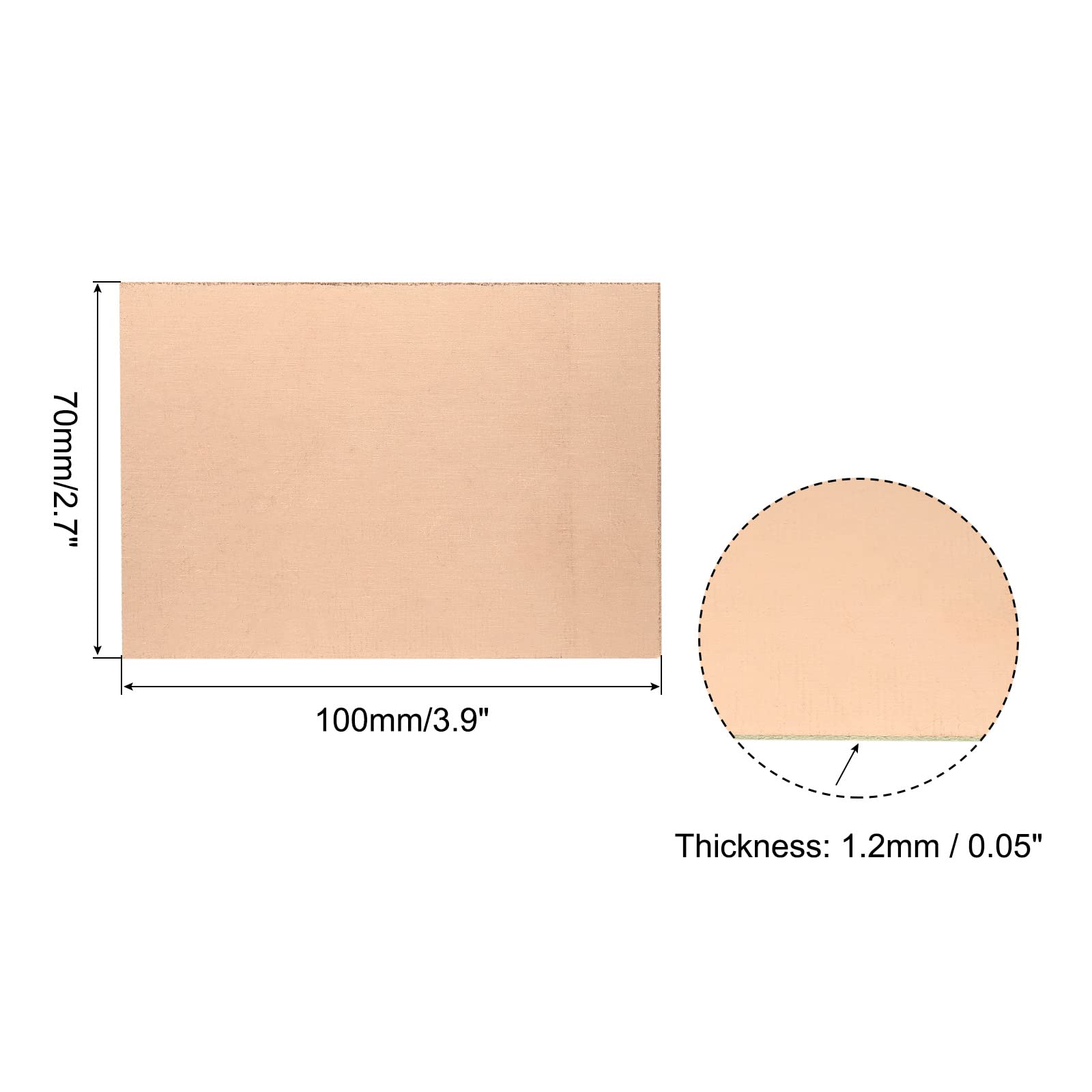 PATIKIL FR4 Laminato Rivestito in Rame a Lato Singolo PCB, 5 Pezzi 100 x 70 x 1,2mm Circuito Prototipo Universale Placcato in Rame