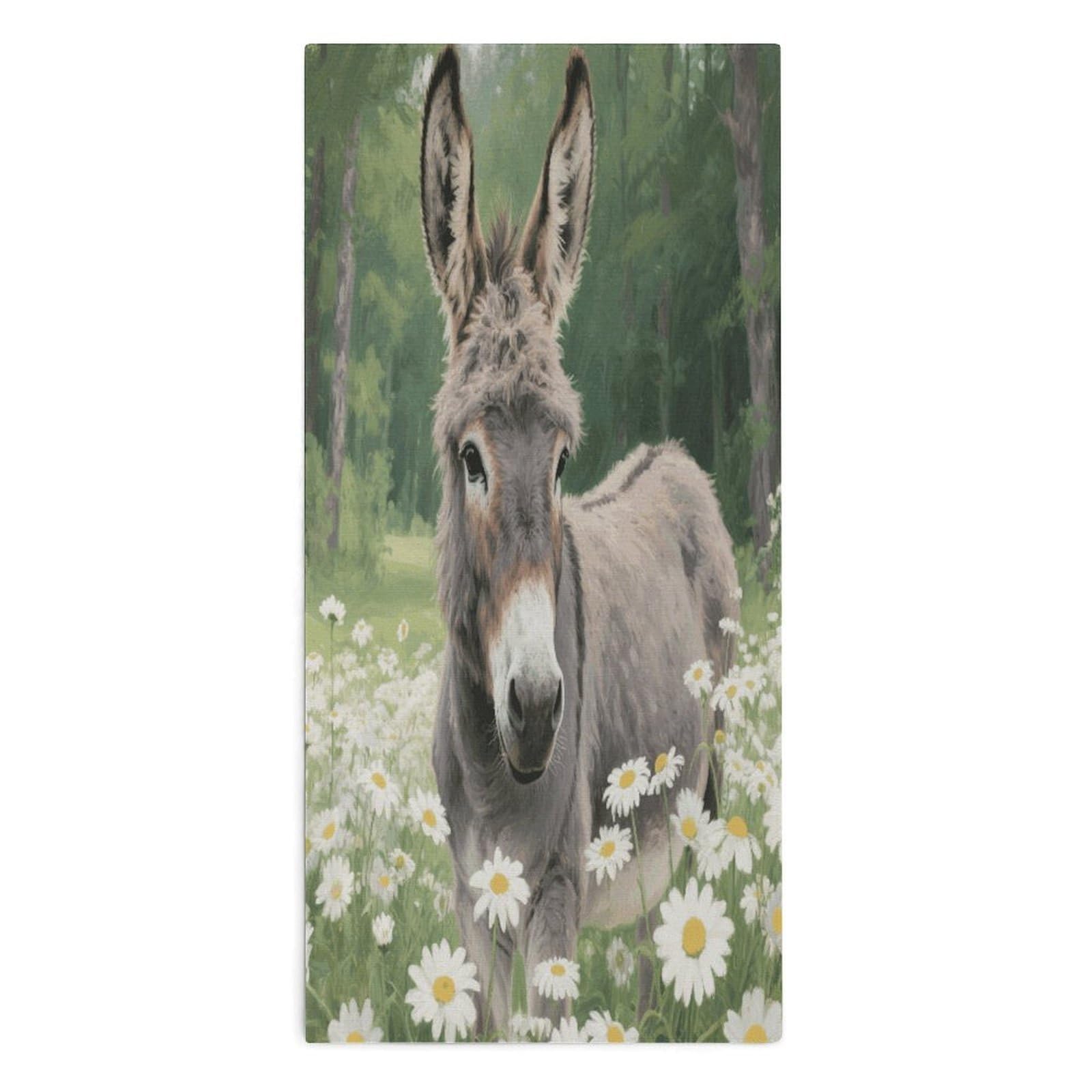 YUXBVKRS Donkey in Daisy Bush Hand Towels for Bathroom 14x29 Inch