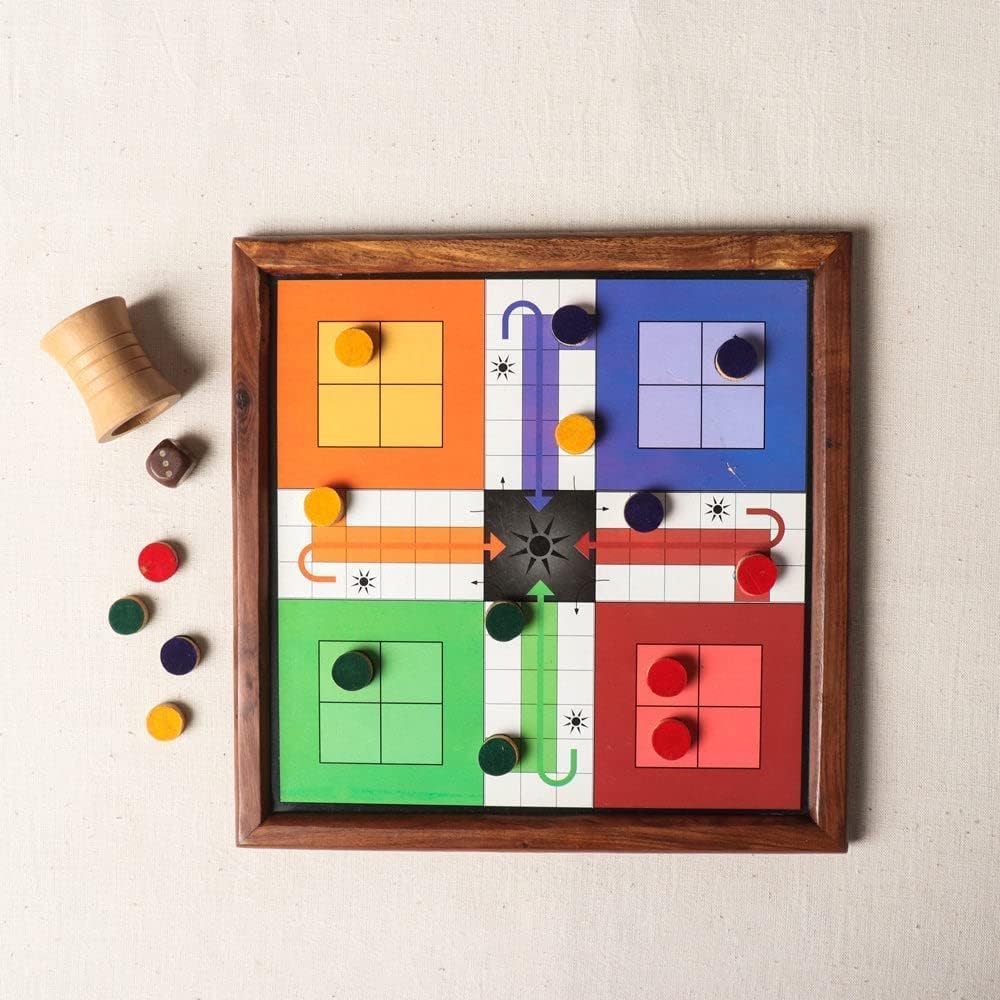 SRA Home Decor Handmade Wooden Classic 2 in 1 Ludo
