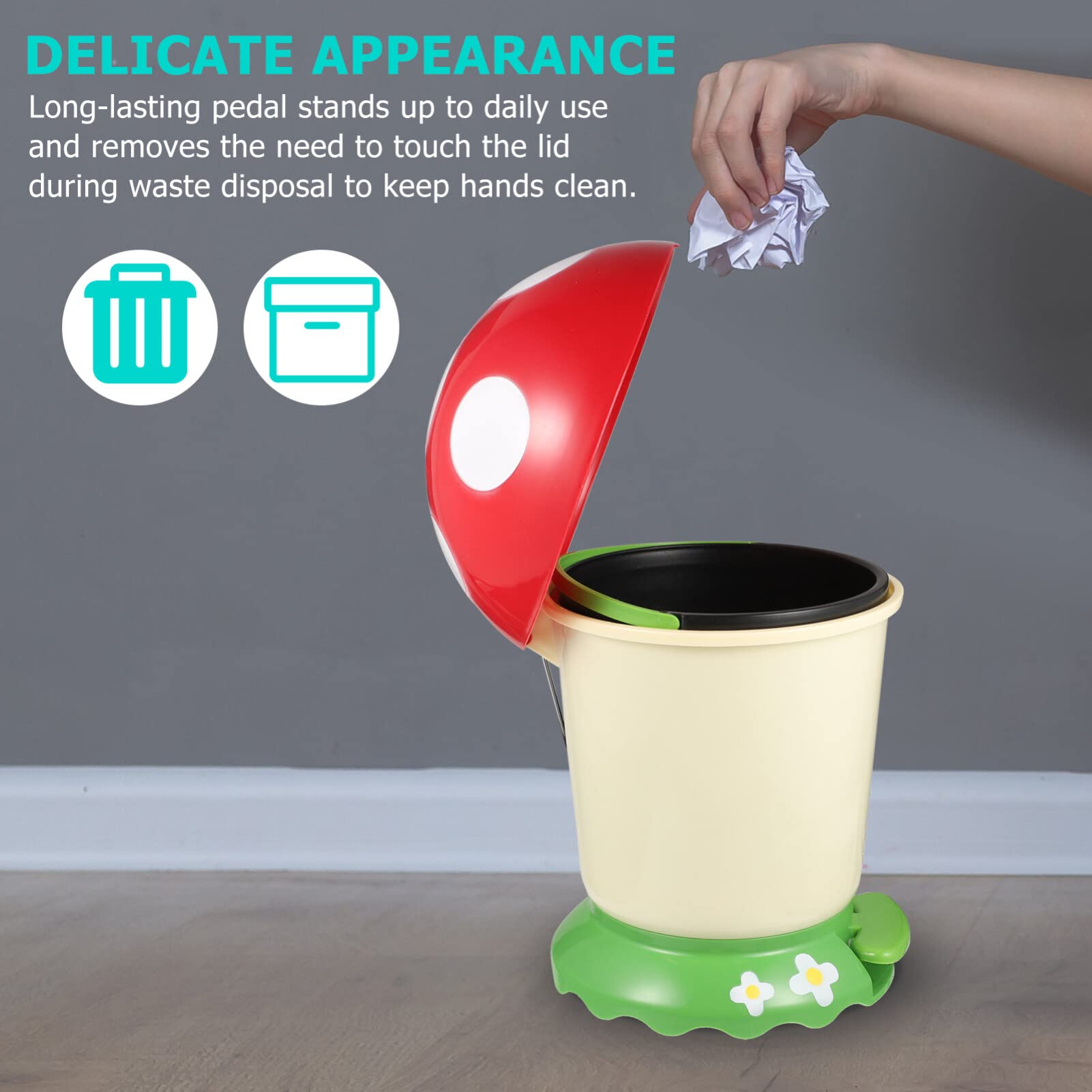Pattumiera Di Funghi Piccolo Secchio Della Spazzatura Bidoni Di Plastica Con Coperchi Organizzatore Di Rifiuti Cestino Decorativo Ufficio Addominali Scrivania Scatola Contenitore
