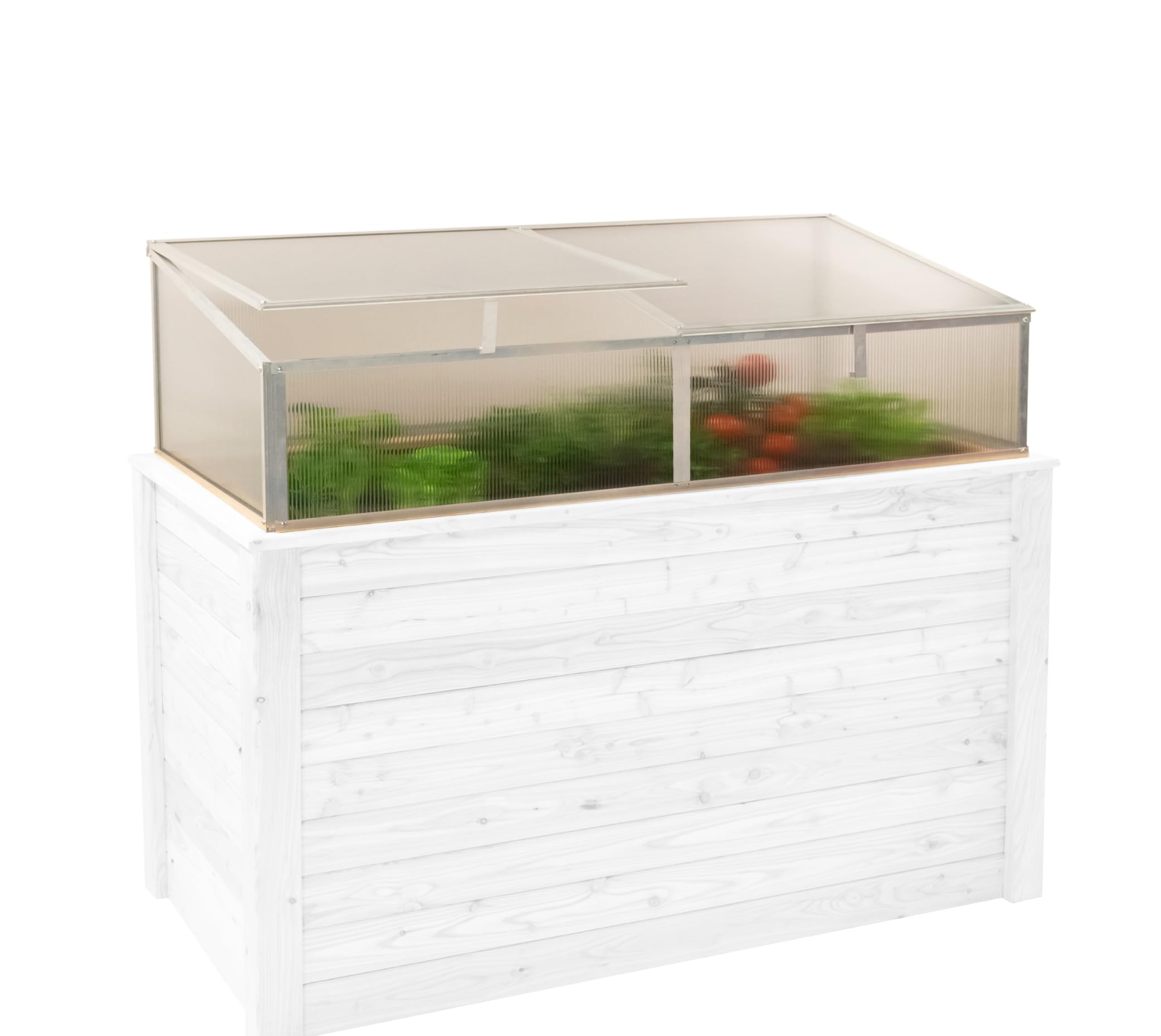 Westmann Aluminium Frühbeetaufsatz Genus 170 | Hochbeetabdeckung mit Polycarbonat-Doppelstegpaneelen | Zubehör für Hochbeet Klassik 170 | Silber | 165x85x41 cm