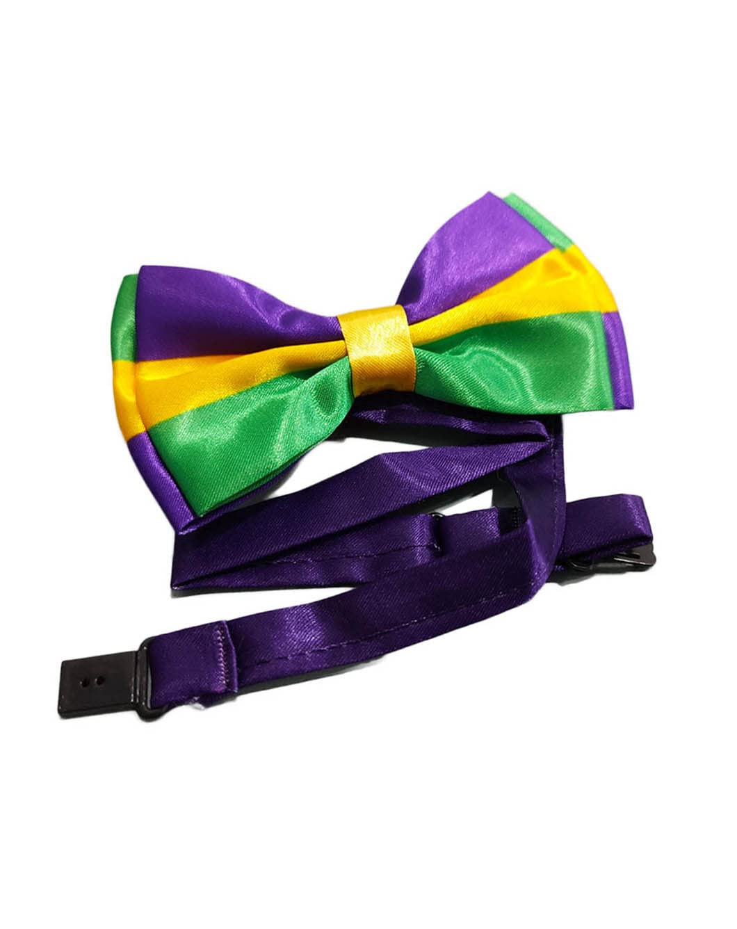 BBTDINMardi Gras Bow Tie For Men Purple Yellow Green Pre-Tie Bow Mardi Gras Neck Bowtie JHMG06