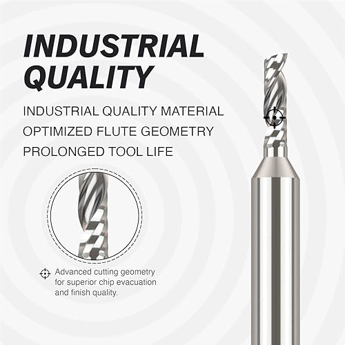 Miniatura 4 de ZahyoX O Broca de enrutador de carburo sólido en espiral de una sola flauta, fresadora de extremo CNC de vástago de 14 pulgadas, 316 de diámetro x