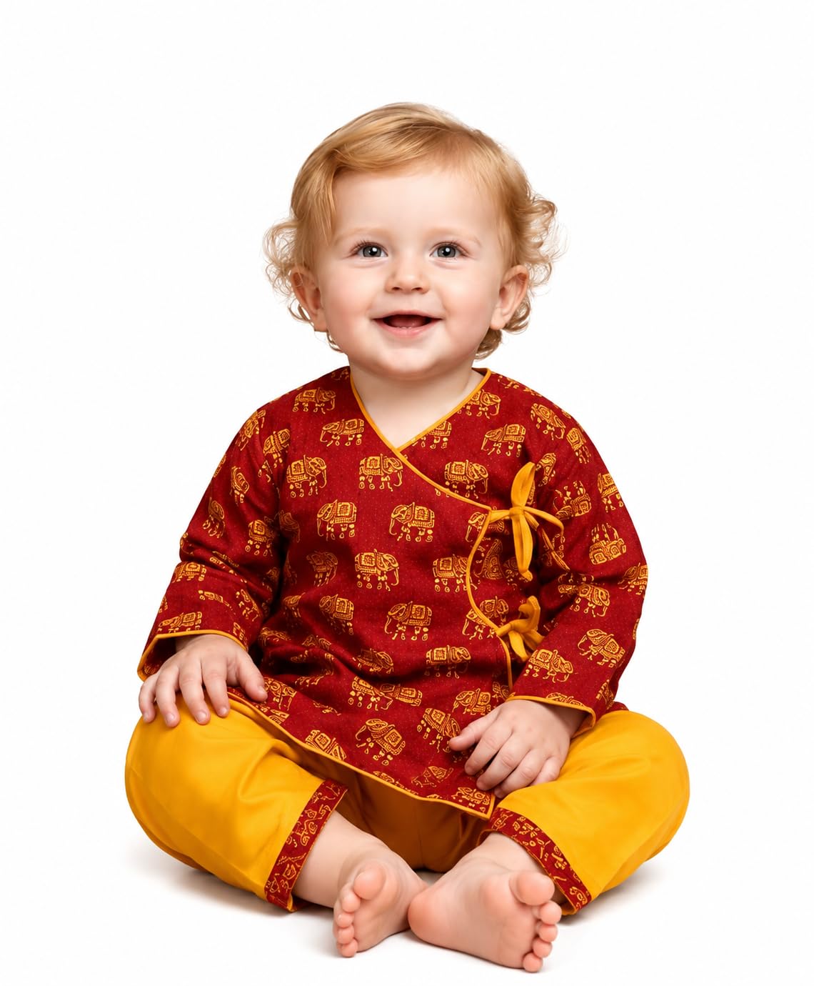 Baby Boys Cotton Printed Dhoti Kurta Set | Premium Ethnic Festive Clothing Set with Comfortable Traditional Fit-image-41