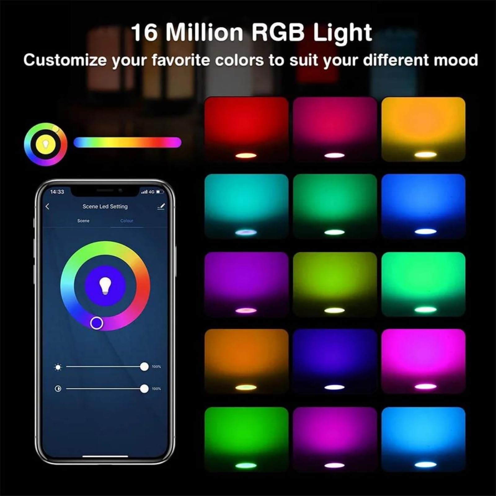 Lampadina LED TUYA GU10 8W RGB Smart Dimmerabile Controllo WiFi AC 85-265V Funziona con Alexa Google Home Vocale,4pcs