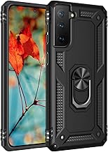 Dionsibei Military Grade Drop Impact for Samsung Galaxy S21 Plus Case 360 Metal Rotating Ring Kickstand Holder Armor Heavy Duty Shockproof Case for Galaxy S21 Plus Phone Case (Black)