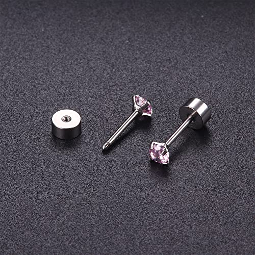 Subiceto 6 Pairs Of Titanium Surgical Stainless Steel Stud Earrings Set For Women Men Hypoallergenic Cubic Zirconia Studs Earrings 20G Cartilage Tragus Flat Back Earrings Piercing Jewelry 2Mm #TOP6