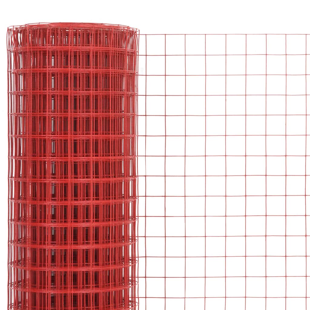 Tidyard Grillage Acier avec revêtement en PVC 25x0,5 m Rouge, Grillage a Poule Mailles Jardin Protection Grillage Voliere Fermette pour Poulailler Clôture Lapins Animaux Style 3