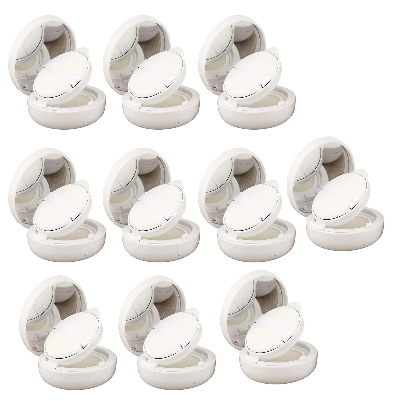 10 recipientes blancos para maquillaje, 15 g, plástico acolchado de aire, caja vacía rellenable para cremas y sueros vacíos