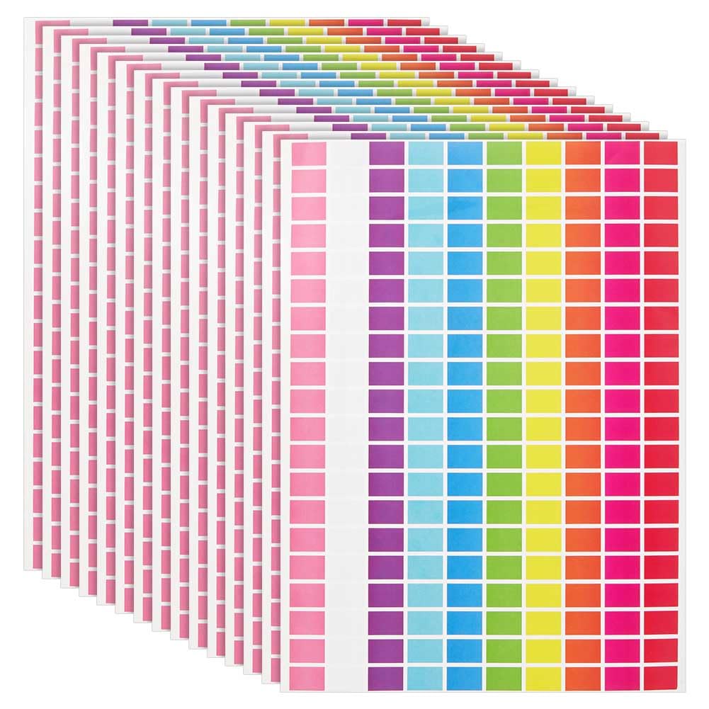 GORGECRAFT 2800 Pieces Colored Labels Stickers Rectangle 10 Colors Pill Organizer Labels Sticker Self-Adhesive Blank Writable Paper Assorted Removable
