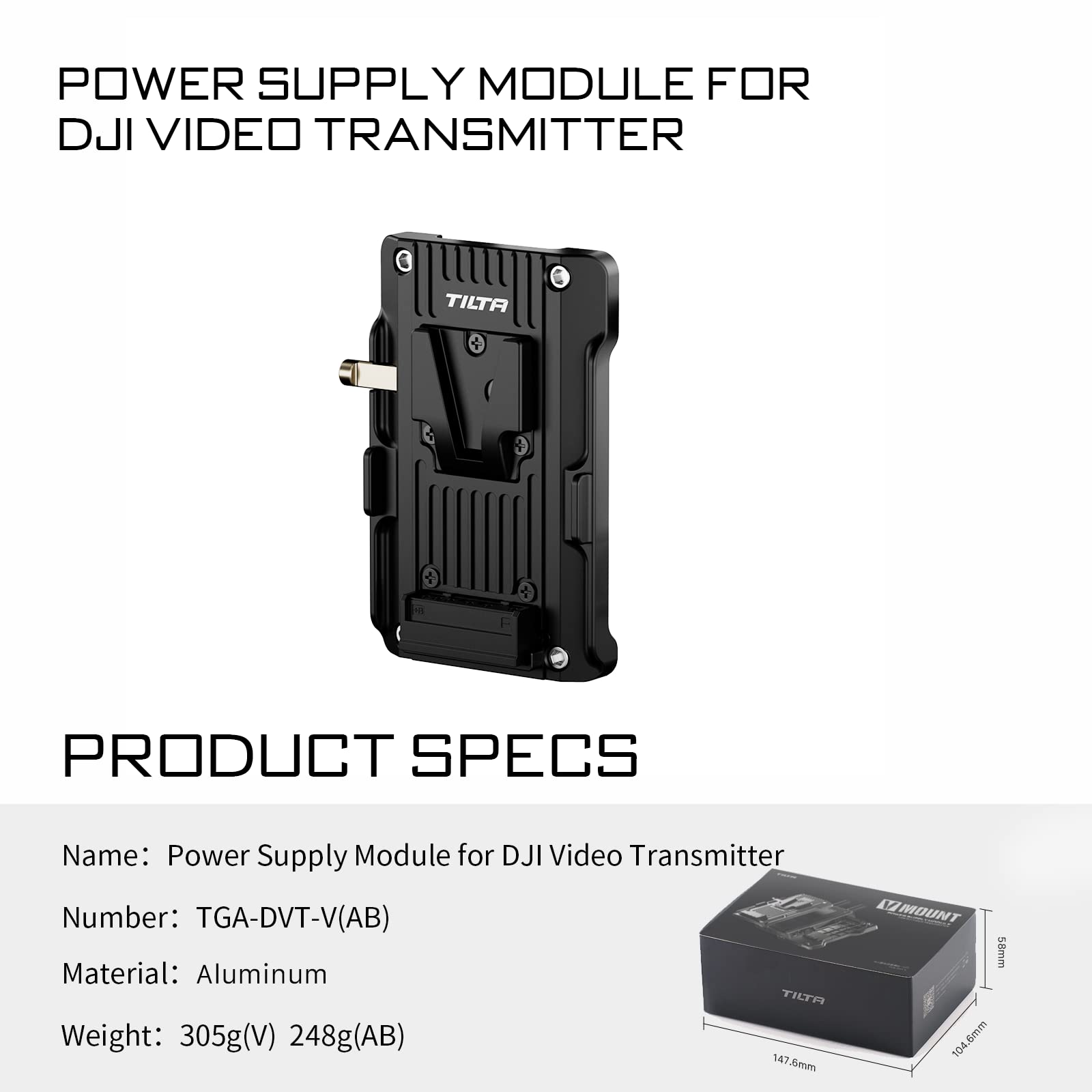 Tilta Power Supply Module d'alimentation pour DJI Video Transmitter Camera Accessorie Video Making Kit - V Mount TGA-DVT-V