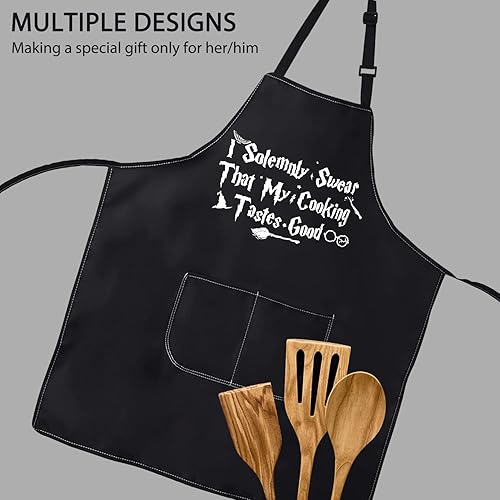Miniatura 2 de POFULL Delantal de mago I Solemnly Swear My Cooking Tastes Good Apron Halloween Theme Gift