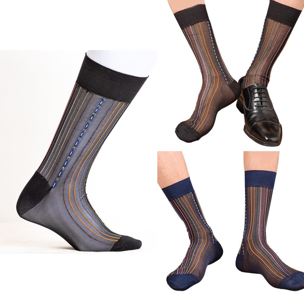 Men's Dress Socks Thin Breathable Colorful Middle Calf Design for Professional Outfit and Fashion