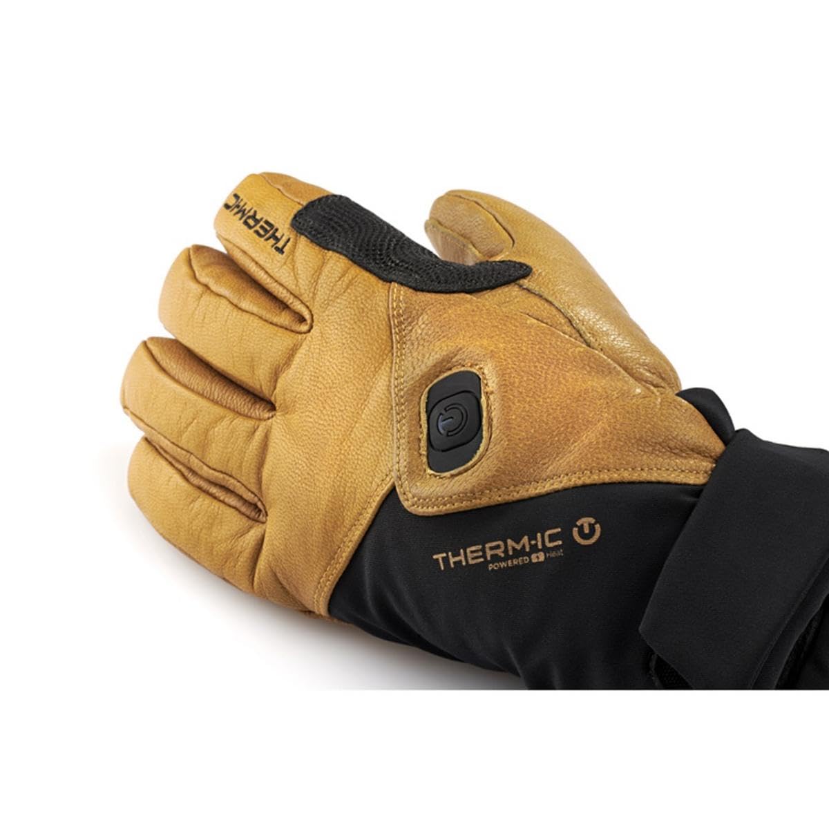 Thermic-shop Podgrzewane rękawice narciarskie dla mężczyzn, freeride, izolacja Primaloft, skóra kozia, 3 poziomy ciepła, rozmiar 8,5