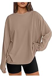 Womens Oversized Long Sleeve T Shirts 2025 Basic Crewneck Tee Fall Tops Casual Workout Y2K Clothes