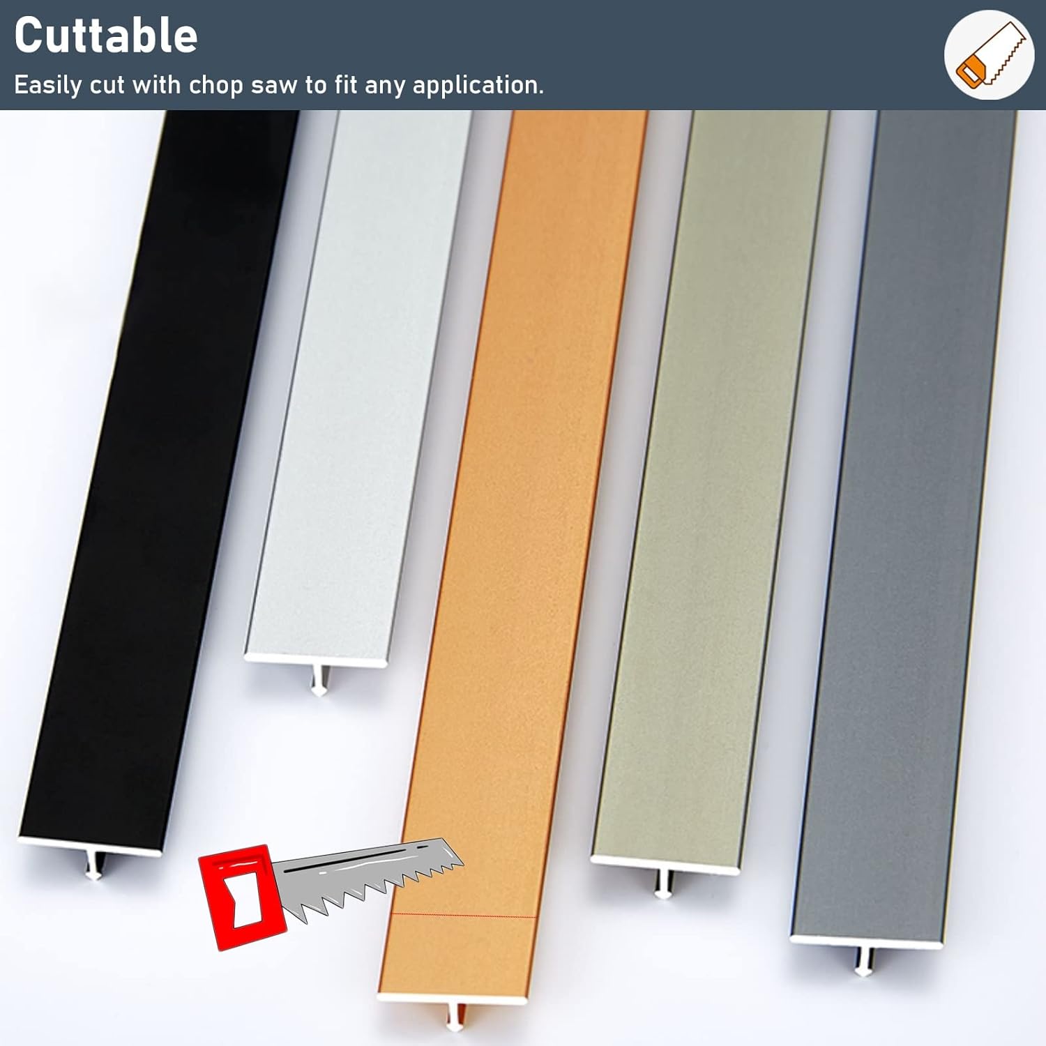 Door Strip Threshold Transition Strip 47.2" / 3.9ft T Molding Floor Transition Strip, Threshold Seam Cover Strip for Vinyl Laminate Tile Cement Floors, Aluminum Wall Gap Trim Strips