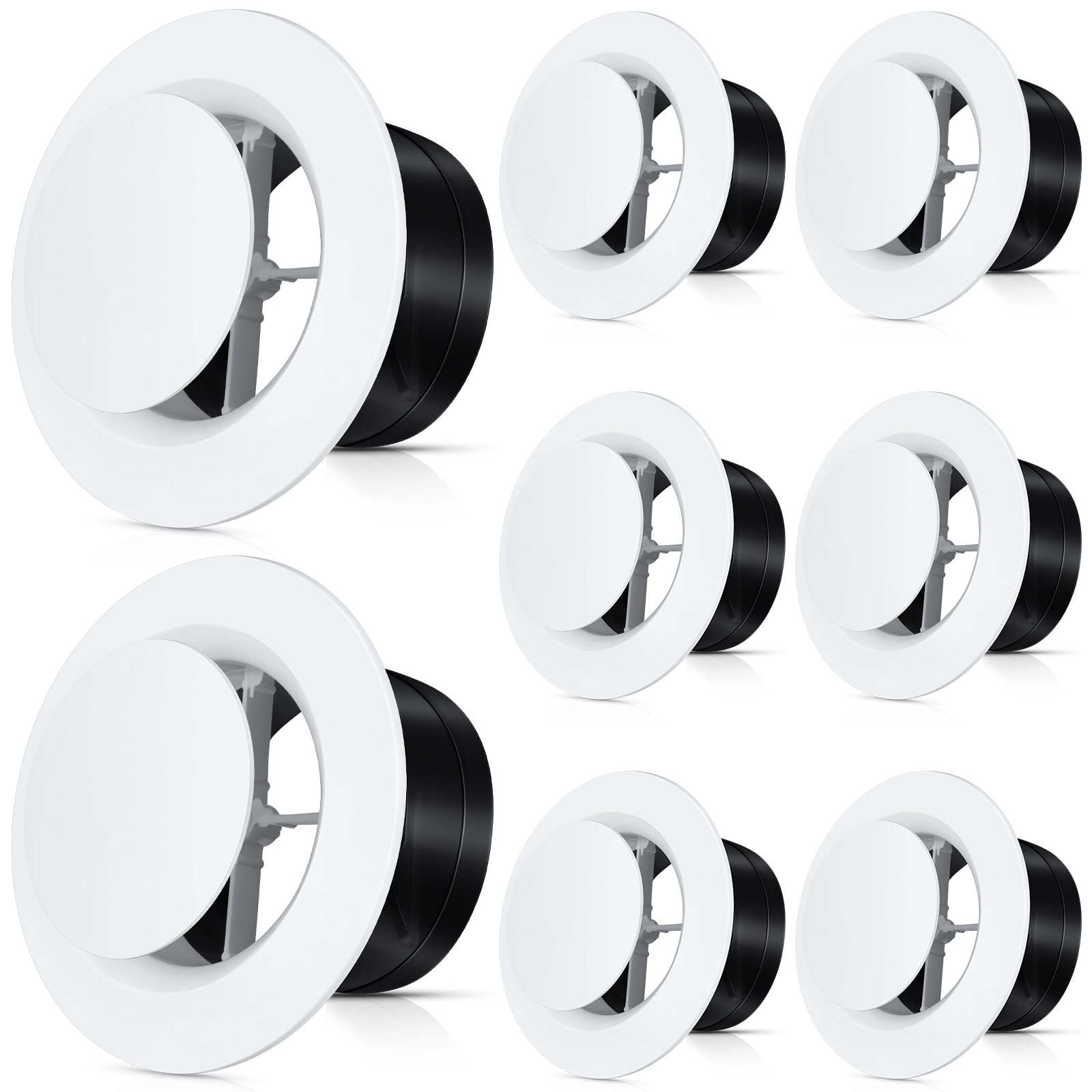 Baquler 8 Pcs 8 Inch Soffit Vent, Adjustable Round Air Vent Cover, White