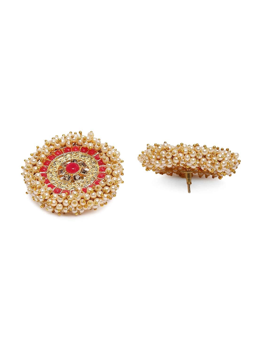 Pink Stones Ethnic Stud Earring For Women
