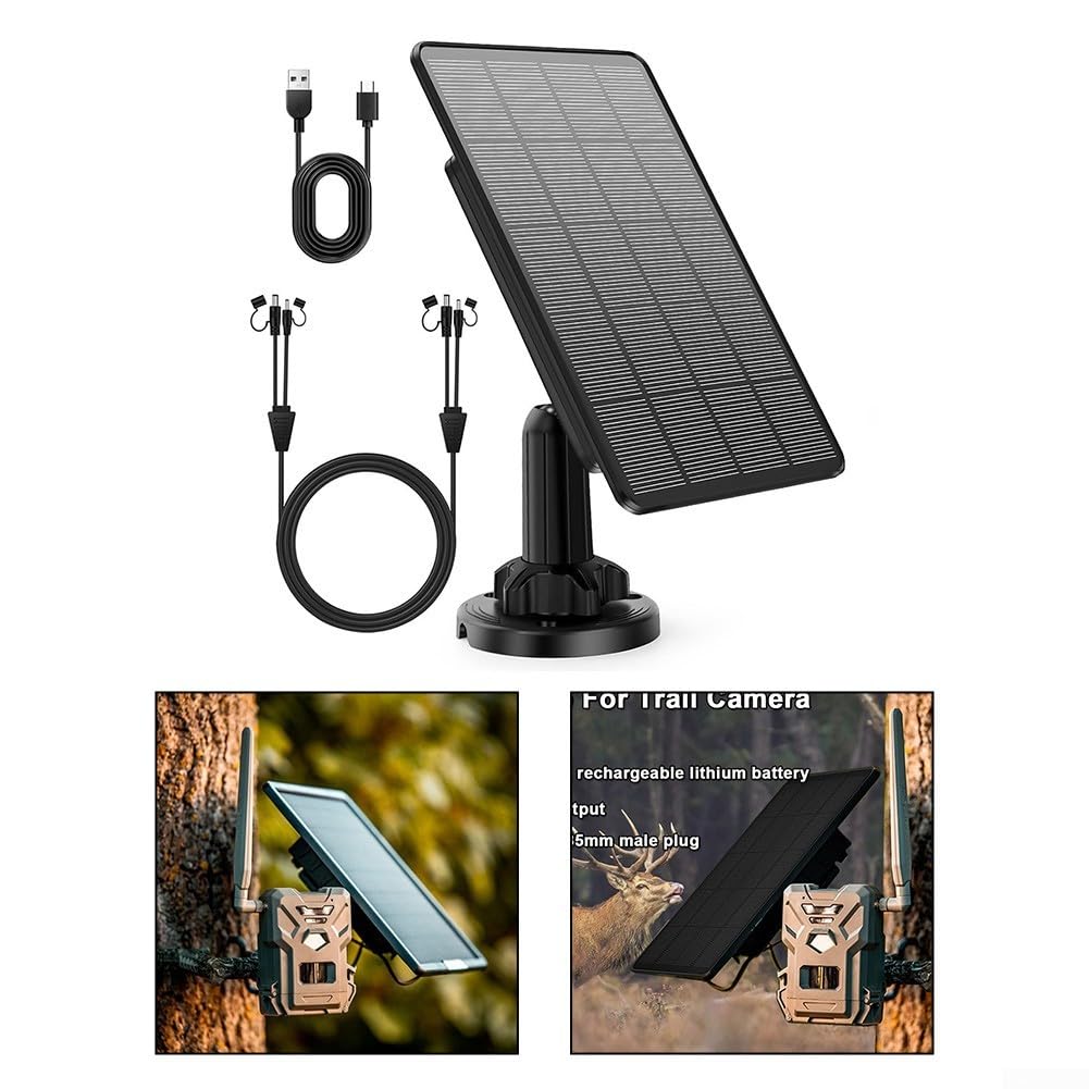 Pannello solare per fotocamere,Compatibile con doppia interfaccia 12V/1A 6V/2A,Batteria integrata da 5000 mAh IP66
