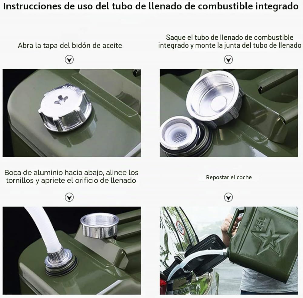 Bidón De Gasolina,Barril De Gasolina De Acero Inoxidable 10L-60L Garrafa Gasolina Deposito Gasoil Lata De Gasolina Y Diésel En Metal Bidón De Combustible De Boquilla-50L