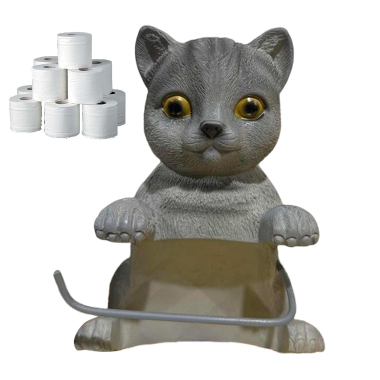 Tissue Holder for Bathroom | Cat Toilet Roll Holder | Wall Mounted Roll Rack, Cute Dispenser - for Kitchen Restroom Dorm Home Organization