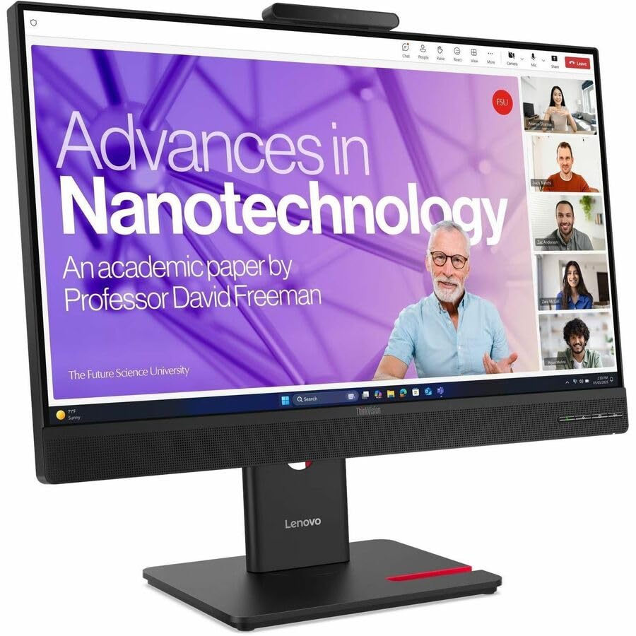 Image of Lenovo ThinkVision T24-4v 24 inch Webcam Full HD LED Monitor, Eclipse Black