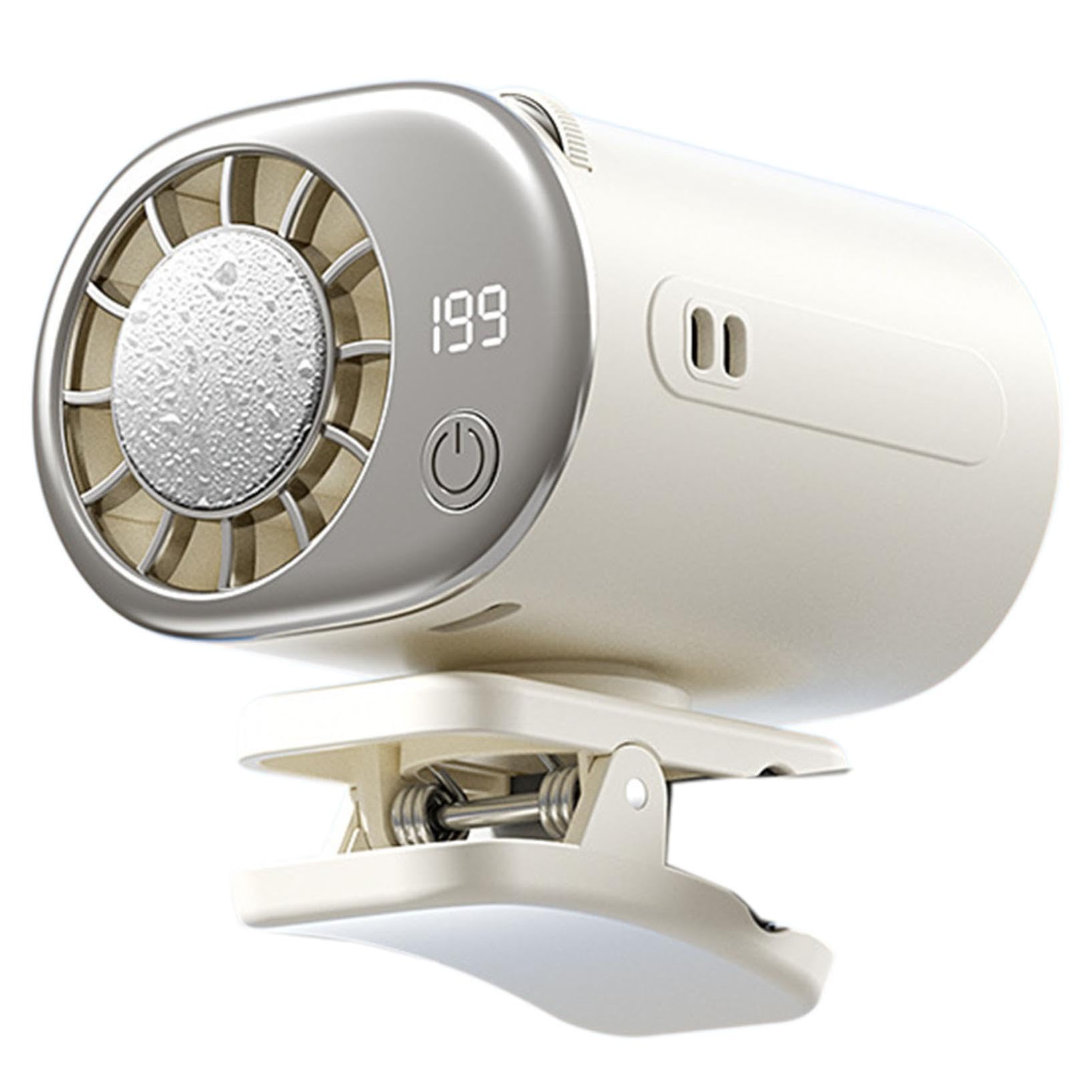 2026 Car Clip On Air Conditioner Fan with 16°C Semiconductor Cooling Chips, 199 Speeds Adjustable & LED Display 360° Rotation, Portable Personal Cooler for Office,Umbrella,Bike,Beach (White)