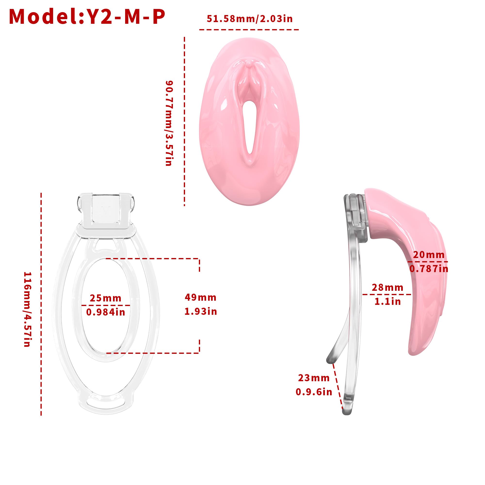 Male Silicone Chastity Cage Clip Sissy Small Chastity Devices BDSM Sex Flat Cock Cage for Sexual Adult (Pink)