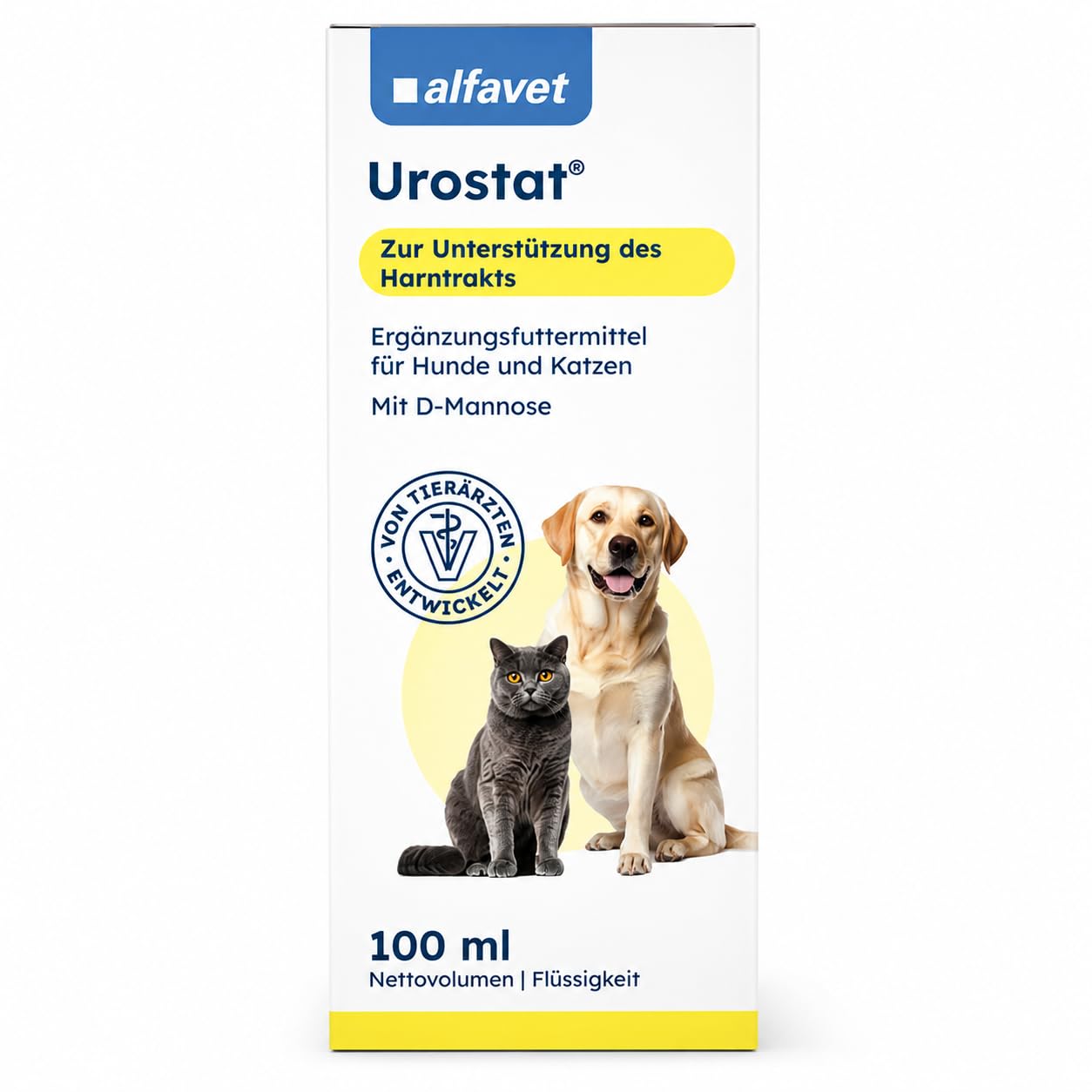 alvafet Urostat, Complément Alimentaire pour réduire la Formation de calculs urinaires pour Chiens et Chats à l'ortie et la Verge d'or, 100 ML, seringue doseuse