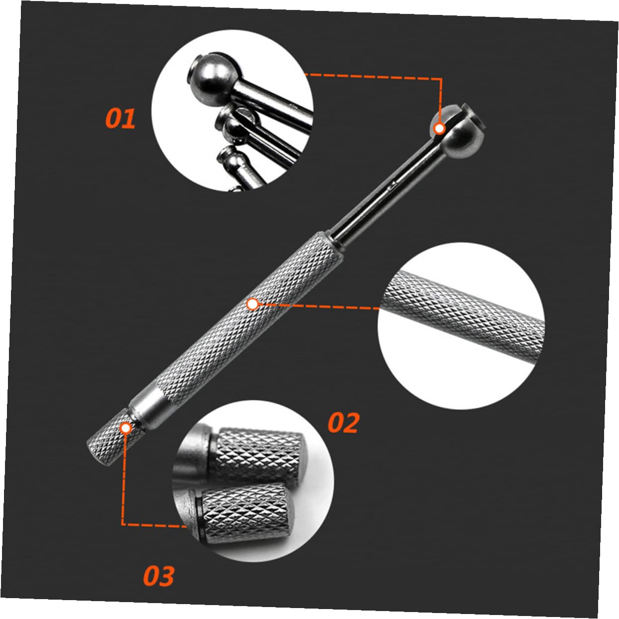 UKCOCO Jauge Interne Réglable 3-13 Mm En Acier Au Carbone 4 Pièces, Outil De Mesure Manuel De Précision Pour Trous Et Alésages Profonds