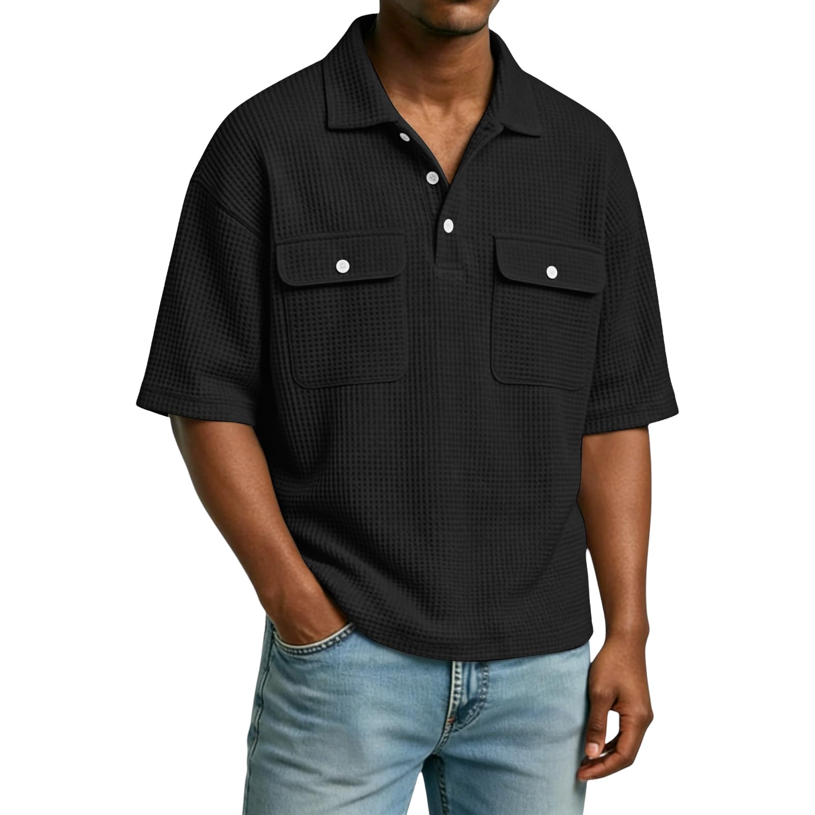 MOKBAY Men's Polo Shirt Short Sleeve Buttons Summer Tennis Technique Polo Shirt Slim Fit Golf Clothing Fashion T-Shirt - 5