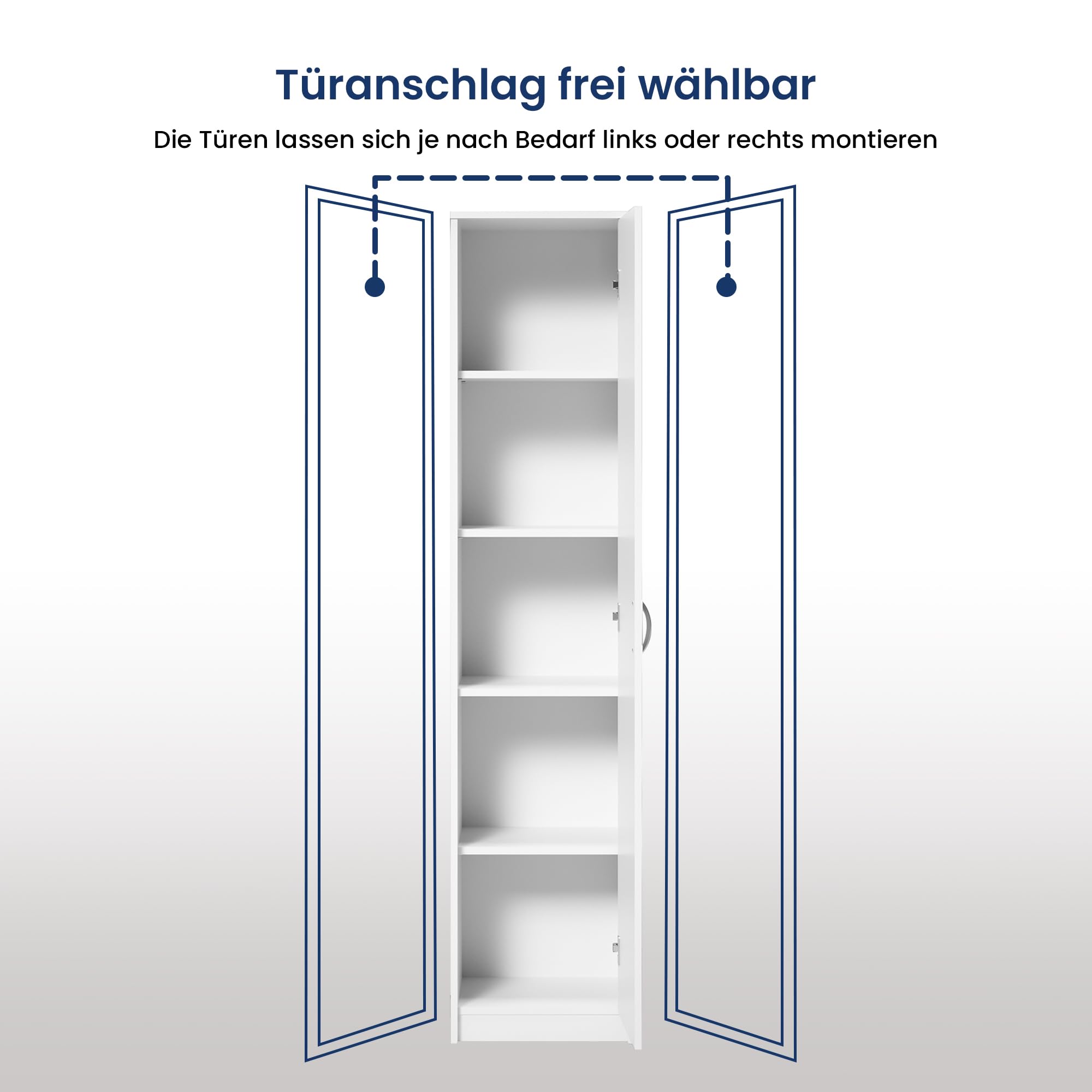 Home Collective Bücherregal Kleiderschrank Regal Schrank Mehrzweckschrank mit 4 Einlegeböden Aktenschrank Garderobenschrank | 40x35x180 cm (BxTxH) | für Schlafzimmer Flur Büro Keller | weiß