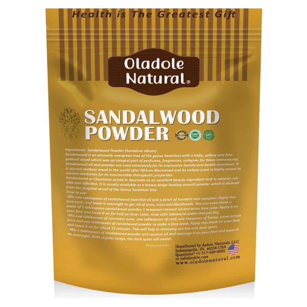 Oladole Natural Sandalwood Powder- 100g | Pure Sandalwood For Skin Glow, Reduce Fine Lines & Wrinkles, Fights acne, Removes scarring, Soothes the skin, Anti-tanning | Non- GMO, Gluten Free