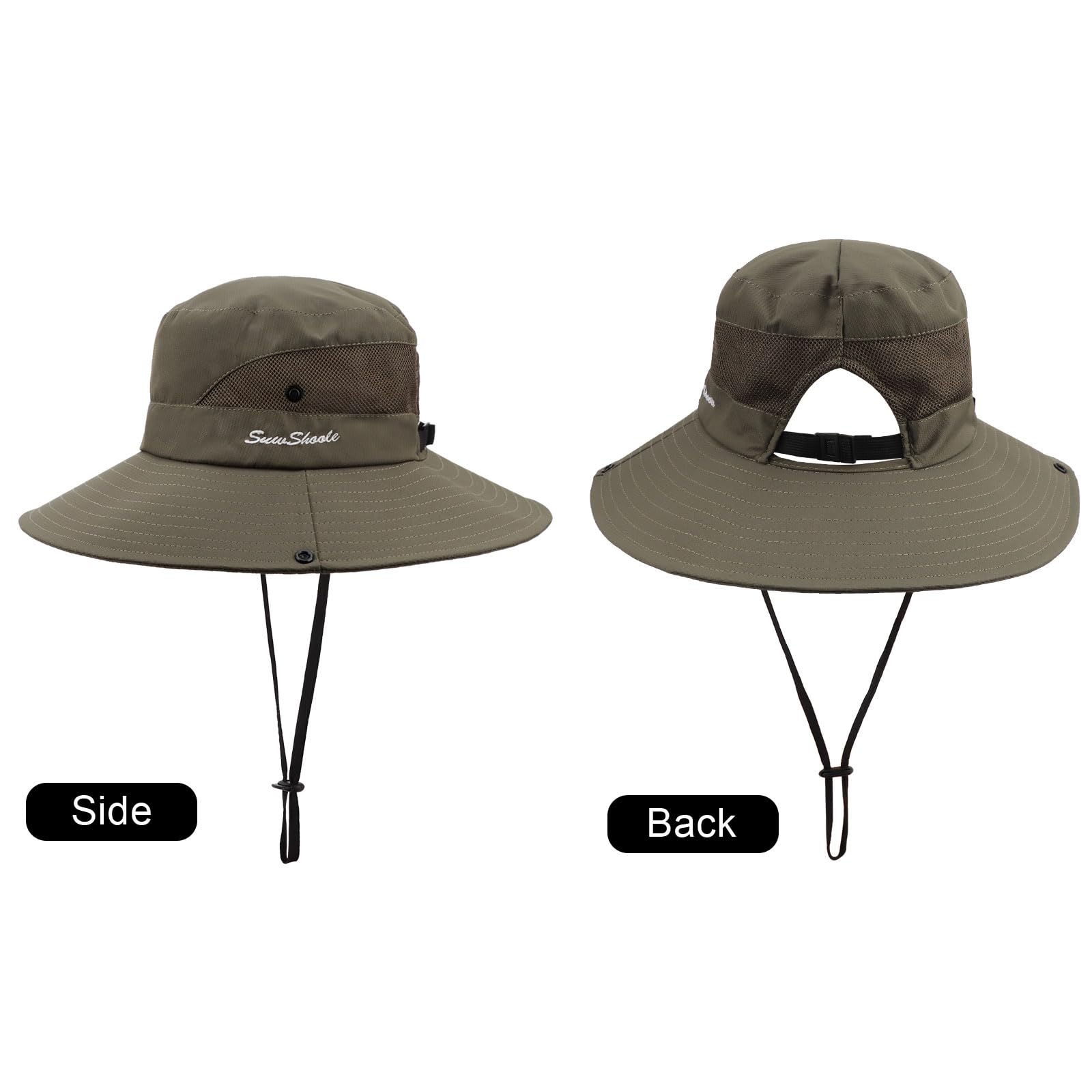 DRESHOW Donna Sole Cappello All'aperto UV Protezione Cappello Maglia Pieghevole Tesa Larga Pesca Coda di Cavallo Spiaggia Secchiello Cappelli