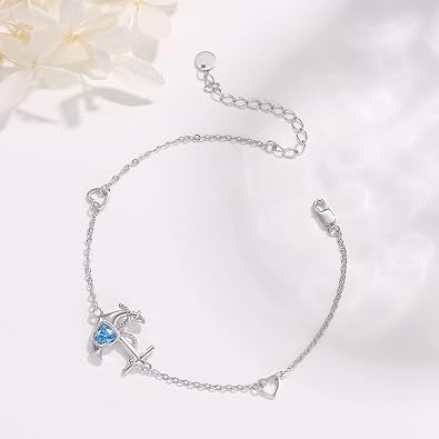 Anchor Bracelets/Ankle Bracelet Adjustable for Women Nautical Sailor Chains Sea Jewelry Birthday for Mother Best Friend