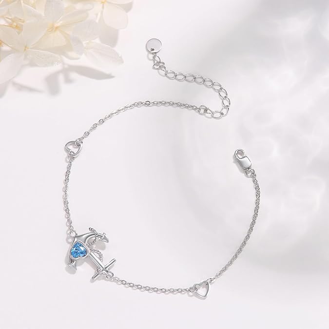 Anchor Bracelets/Ankle Bracelet Adjustable for Women Nautical Sailor Chains Sea Jewelry Birthday for Mother Best Friend