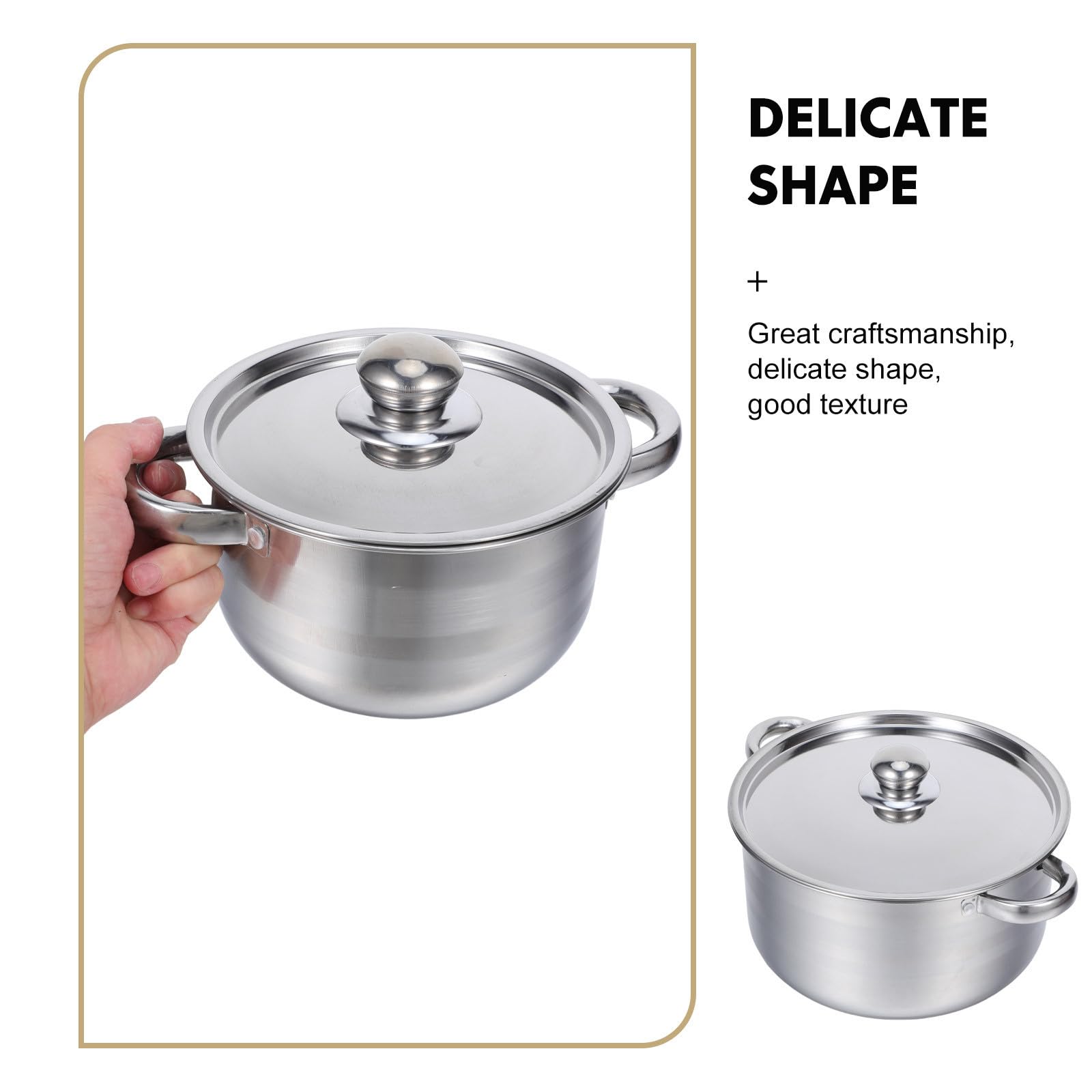 SUPVOX Set Pentole in Acciaio Inossidabile 10 Pezzi con Doppio Manico e Coperchio, Design Elegante e Moderno, Facile da Pulire, per Cucina e Ristorante
