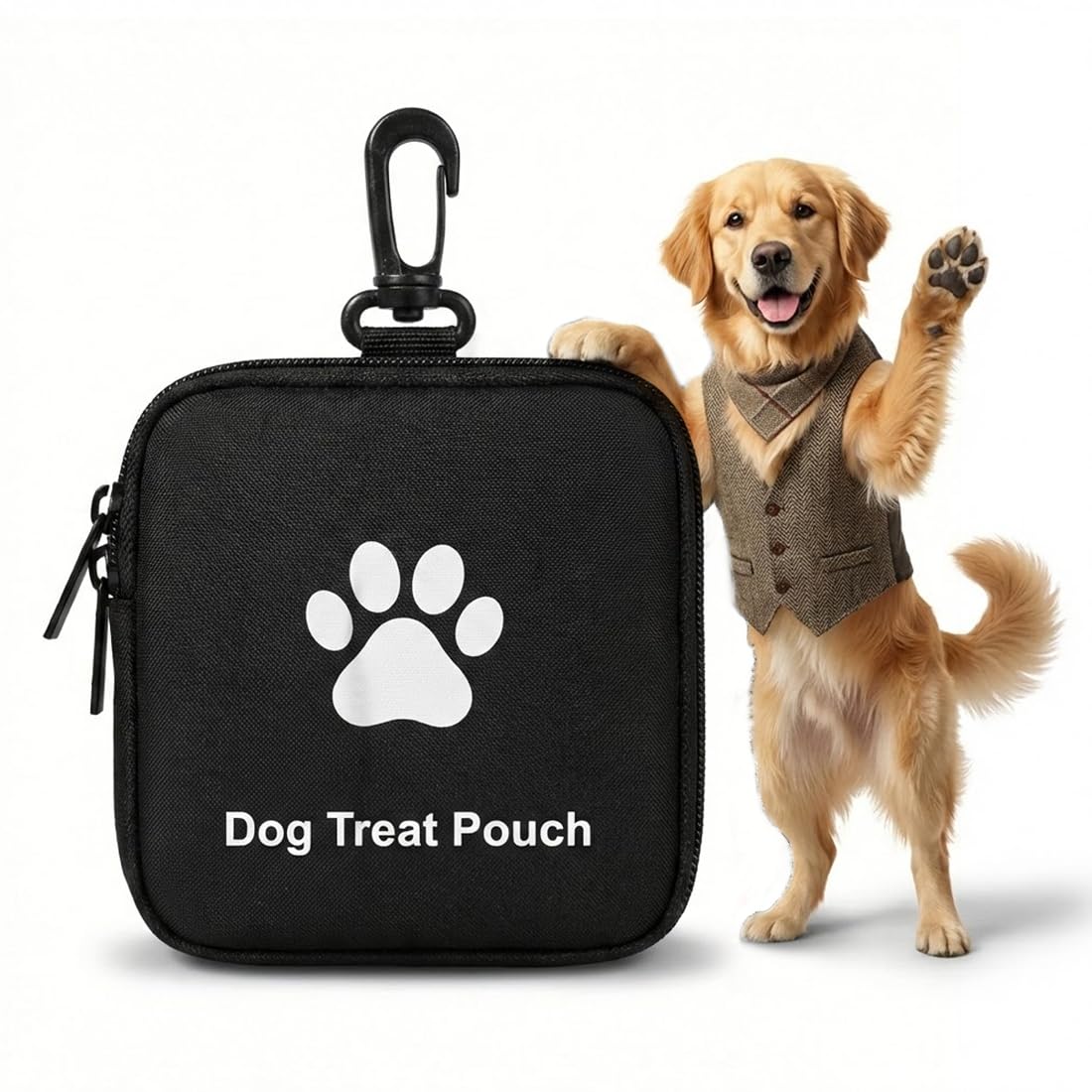 1 sacchetto per snack per cani, design impermeabile, per conservare snack per cani come ricompensa, con chiusura a zip, adatto per viaggi e uso all'aperto (nero)