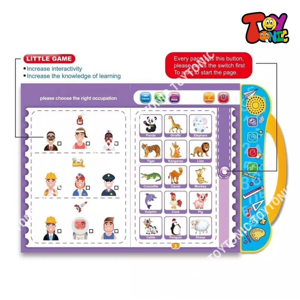 TOYTONIC Educational Talking Sound Book for Kids – Learn Alphabets, Numbers, Shapes & Phonics | Interactive Book with Music & Touch Features | Multicolor Learning Toy for Toddlers (Ages 2–7) - Image 4 thumbnail