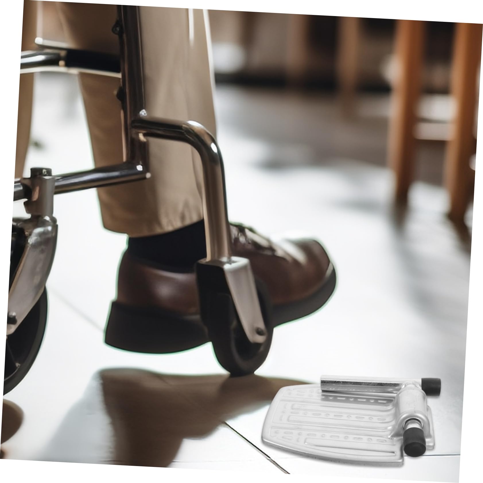 Reposapiés de Silla de Ruedas 1 Par Hierro Plata Ergonómico | Accesorio para Silla de Ruedas, Antideslizante y Resistente, Uso en Oficina y Hogar