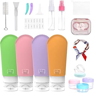 Travel Bottles Set for Toiletries,19 PCS Silicone Leakproof Refillable Size Containers, TSA Approved Portable for Toiletries，Squeezable Travel Accessories for Shampoo Body Wash (BPA Free)