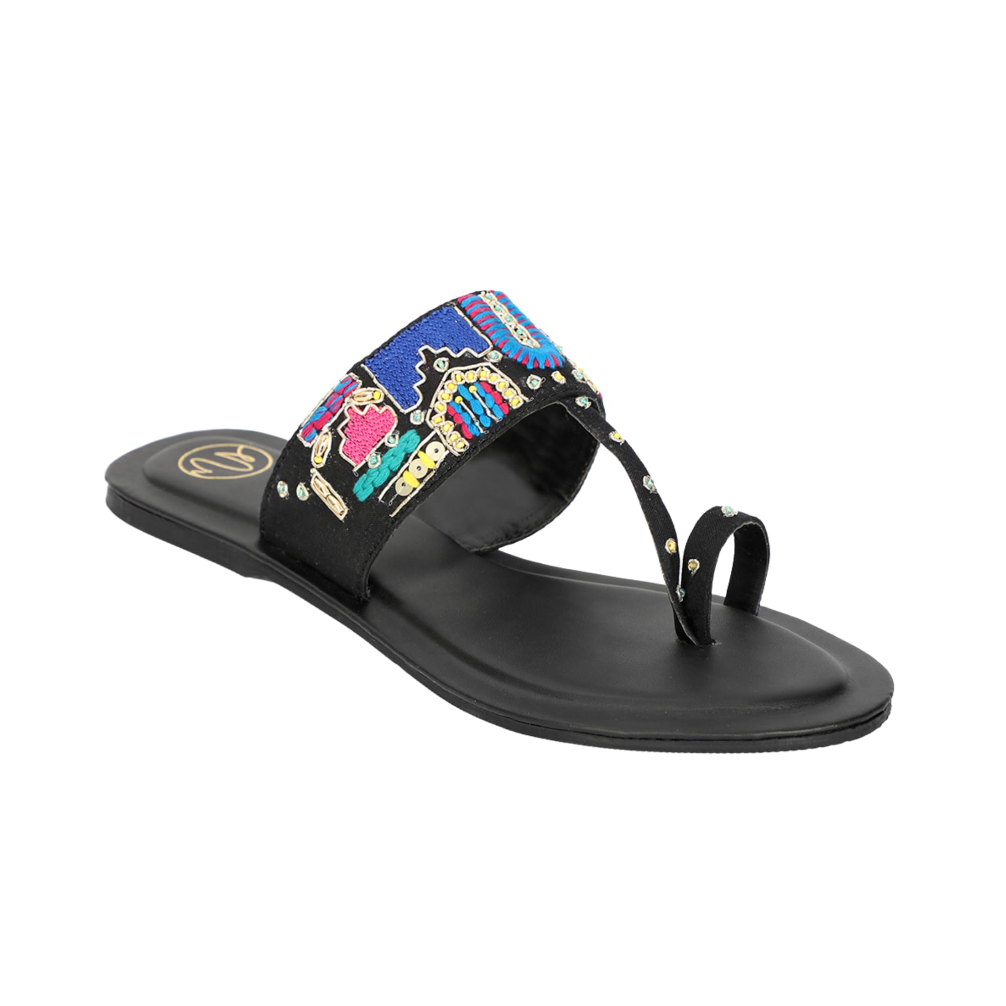 Embroidered Leather One Toe Flats |-image-43