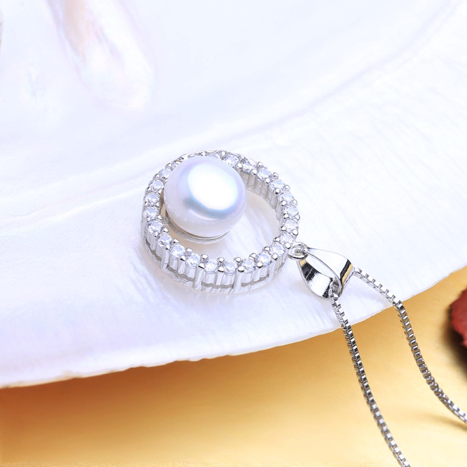 LOKILOKI Joyas De Perlas Collares Y Colgantes De Perlas Naturales Collar Bohemio De Plata Esterlina para Mujer Colgante Redondo Femenino