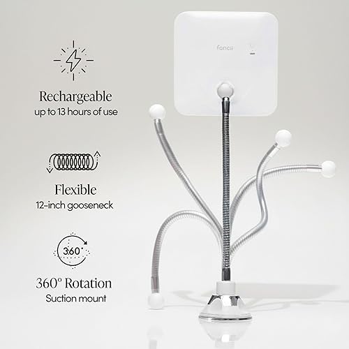 Miniatura 8 de Fancii Espejo de Aumento Flexible 10x con 3 Ajustes de Luz LED, Recargable - Espejo de Maquillaje Iluminado con Cuello de Ganso para Baño, Montaje