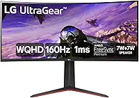 Monitor GamerLG UltragearCurvo –Tela VAde 34', 2K WQHD 3440 x 1440, UltraWide™ (formato 21:9), 160Hz, 1ms (MBR), AMD FreeSyncPremium –34GP63A-B