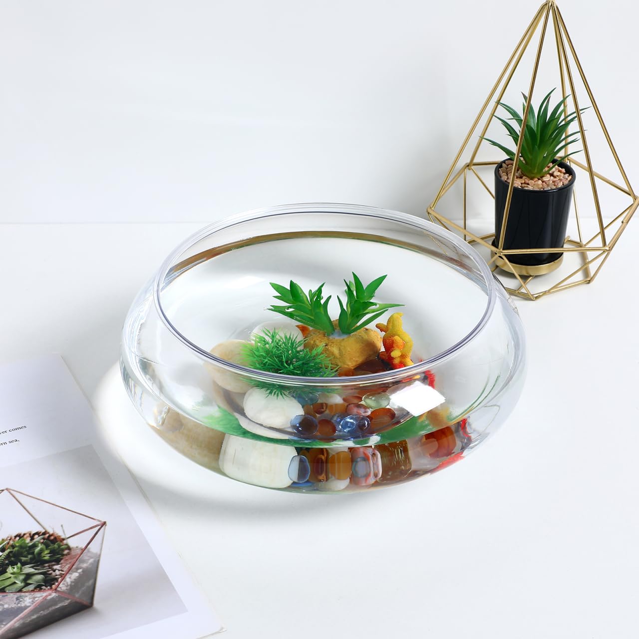 EXCEART Pecera Grande y Transparente - Florero Terrario Macetero Hidropónico Para Suculentas y Plantas De Aire - Contenedor De Plástico Para Fiesta 2800Ml